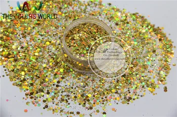 H21514-145 Holográfica de Oro de Color de la Mezcla Tamaño de Glitter Hexagonal de Lentejuelas para Uñas de Acrílico,BRICOLAJE supplies1pack=50g