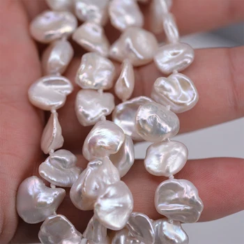 ICNWAY 46pieces Natural Renacer Keshi Blanco Perla de agua Dulce de 12-15mm Irregulares de Plata 925 De la Joyería del Collar del Pendiente