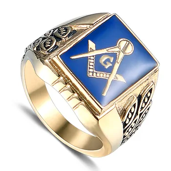 Mayorista de orgullo anillo de los Hombres del signet-anillo de acero inoxidable anillos de oro Grande macho Masónica anillo de la joyería de la moda de la carta de accesorios para hombre