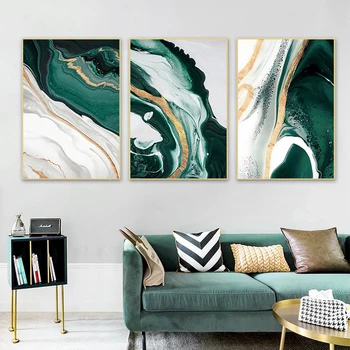 Moderno, Abstracto, Arte de la Pared de Lona Cartel Verde y Oro de la Textura de Impresión de la Lona de Pintura Para la Sala de estar del Dormitorio de la Decoración de las Fotos