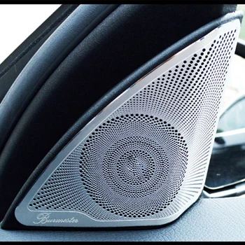 Para Mercedes Benz Clase C W205-2020 1 Par de Auto-estilo de la Puerta de Audio Estéreo Altavoz Tapa de ajuste de Aluminio de la Aleación de Plata Mate