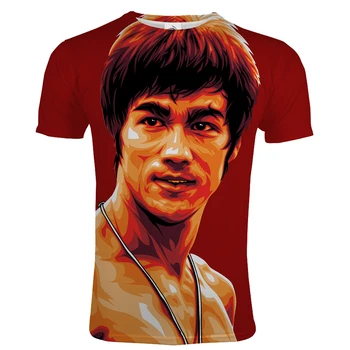 Super Estrella Bruce Lee Impreso en 3D T-shirt Chino de Kung Fu de los Hombres de las Mujeres Casual Streetwear O-Cuello de Manga Corta de la Camiseta de la Camisa de Moda Top
