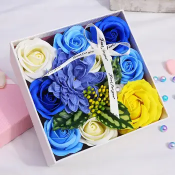 1 Caja de BRICOLAJE de Simulación Rose Trabajo hecho a mano Jabón Flor Con Cinta de Boda de la tienda de regalos del Día de san valentín Regalos de Cumpleaños Hermoso Regalo de la Madre