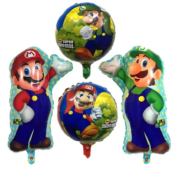 1 juego de Super Mario Globos de 32 pulgadas Número de Globos Chico Chica de la Fiesta de Cumpleaños de Mario Luigi Bros Mylar Azul Rojo Globo de Conjunto Decoración