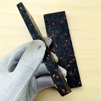 1 par de Mármol de la CF de Fibra de Carbono Negro de Mármol con resina, cobre en polvo de Compresión placa de mango del Cuchillo de la placa de parche