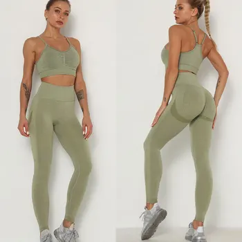 10 colores Perfecta serie de Yoga para Mujer de la Aptitud de la Ropa Deportiva de Cintura Alta Gimnasio Leggings+Push Up Sujetador de Deporte de la Pieza 2 Trajes
