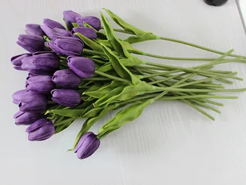 10 Heands Artificial Tulipán de las flores de la Boda Ramo de flores a Casa de Centros de mesa Toque Real de la PU Falso Flores En el Florero