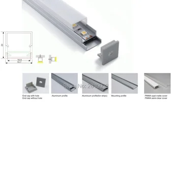 10 X 2M Sets/Lot en forma de U de led de aluminio de perfil y anodizado plata aluminio led de extrusión de perfiles de pared o lámparas de techo