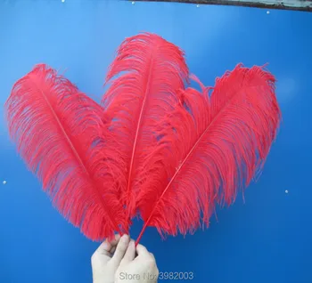 100 pcs rojo de las plumas de avestruz 45-50 cm / 18-20 pulgadas pluma de avestruz la celebración de la boda decoración