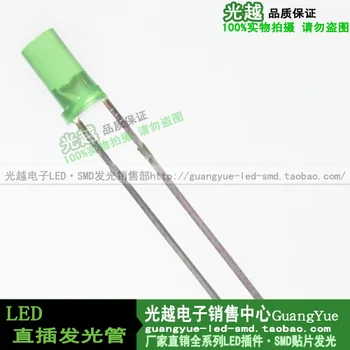 100pcs/DIP LED Luminoso del tubo F3 de cabeza Plana led Verde de la Lámpara de bolas de Diodo de 3 mm de luz Verde
