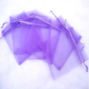 100pcs/lot Dibujable de color púrpura de las Pequeñas Grandes Bolsas de Organza a Favor de la Fiesta de la Boda de Navidad Bolsas de Regalo de la Joyería de Embalaje Bolsas de Bolsas