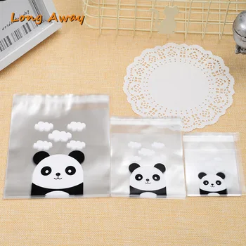 100PCS Panda Impreso Auto-adhesivo de Bolsas de Galletas Fiesta de la Boda del Regalo del Caramelo de la Bolsa de Cumpleaños de la Ducha del Bebé Galletas de Envases