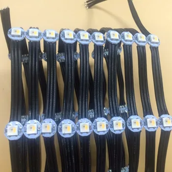 100pcs/string direccionable SK6812-LED blanco cálido led con el disipador de calor(10 mm*3 mm);entrada DC5V;5 cm de alambre de espacio;con todos los cable negro