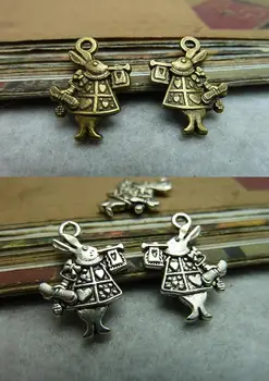 100pcs Tibetano de plata Antiguo de bronce de la aleación de conejo colgante del encanto 20x14mm 6747