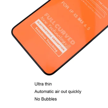 10PCS 11D Completo de la Cubierta de Protección de Vidrio Templado para el iPhone X XR XS XS Max Borde Curvo de la Pantalla Protector de Cine No hay Burbujas de 9H