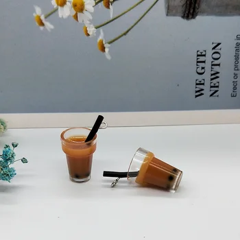 10pcs de la Moda de la Perla Té de Leche de Resina Encantos 13*25mm Beber Colgantes Floatings DIY Pendientes de la Joyería de Accesorios hechos a Mano YZ618
