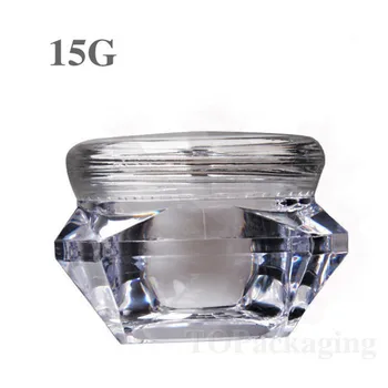 10PCS/LOT-15G Crema Tarro de Plástico Transparente,de Sombra de ojos en Crema Sub-embotellado,Pequeño Vacío Forma de Diamante, Envase Cosmético