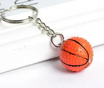 10pcs/lot unisex de golf de baloncesto llavero bola de plástico llavero de color caramelo de la bola de llavero