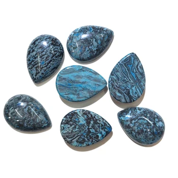 10Pcs Piedras Naturales de color Azul Loco Ágata Cabujón de Agua en Forma de Gota de Ningún Agujero de Perlas para la Joyería DIY Anillo de accesorios Sueltos de Bolas