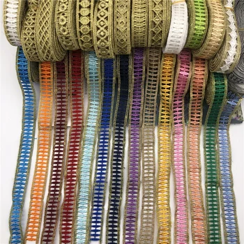 10Yard África colorul Bordado de oro de la trenza de cordón recorte Recorte de la cinta Para embarcaciones de coser de Boda Apliques de BRICOLAJE de ancho 2cm