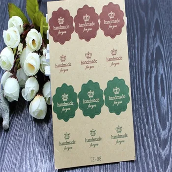 12pc/conjunto de sellado de la etiqueta engomada de la etiqueta para el caramelo caja de galletas de chocolate bolsa de regalo de papel del paquete de la Fiesta de Cumpleaños favor DIY corona hecha a mano