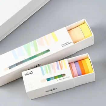 12pcs Básicos de Color Pastel Washi Tape Conjunto de 7.5 mm 15 mm Adhesivo Cintas adhesivas Decoración Pegatinas para el Marco de Diario Libro de Regalo de BRICOLAJE F362