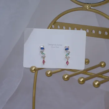 14k de Oro de la Moda de Joyería de colores de Cristal Exquisito Simple Aretes para Mujer Fiesta Elegante Pendiente