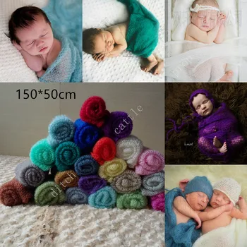 (150*50 cm) de mohair suave envoltura de los recién nacidos, fotografía props, el recién nacido cesta de relleno, la fotografía de fondo de la manta
