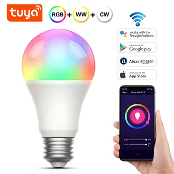 15W Inteligente de la Luz de Bulbo de E27 RGB Regulable WiFi LED de la Lámpara Compatible con Amazon Alexa principal de Google Smartphone Inteligente de la Lámpara de Luz de la Noche