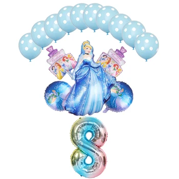 16pcs/lote de la princesa cenicienta globos de 32pulgadas número de la ducha del Bebé lámina de globos de cumpleaños decoraciones de fiesta de los niños juguetes de niña de globos
