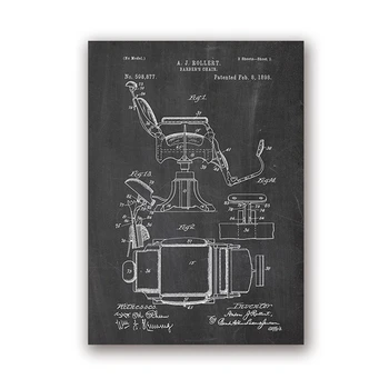 1898 Peluquería Presidente de Patentes Grabados y Carteles de la Barbería de Arte de Pared de la Decoración Vintage Pintura en tela, Dibujos de Planos Peluquería Regalos