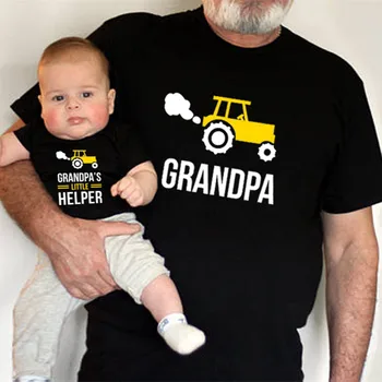 1pc Abuelo y el Abuelo del Pequeño Ayudante de la Coincidencia de Abuelo y Nieto de camisetas de Verano de Manga Corta de la Coincidencia de Familia en Trajes