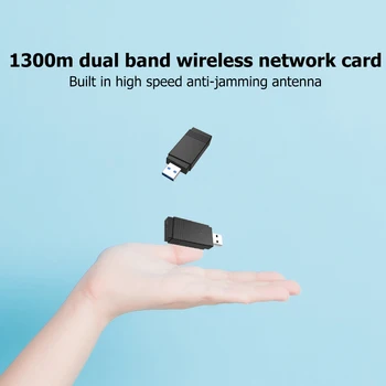 2.4 GHz/5.8 GHz Banda Dual Inalámbrico USB Dongle Bluetooth WiFi 5.0 1300Mbps Adaptador de Tarjeta de Red Integrada de Doble Antena NC99