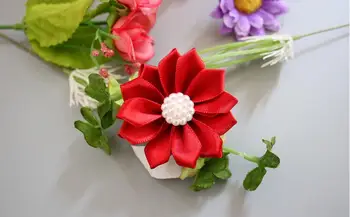 2 pulgadas de Cinta de Raso Flor Con Perla de la Flor de Raso Para la Diadema del Pelo Clips de 23 De Colores 120pcs/lot