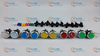 20 piezas de Plata Revestidos de Botón pulsador Iluminado LED de los botones sin microinterruptores para arcade, juego de accesorios de la máquina de arcade partes