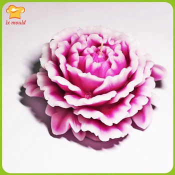 2016 3D flor peonía vela jabón molde de silicona de gran vela tallada en suave silicona moldes caseros de la decoración velas de silicona herramientas