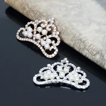 2016New 30Pcs de diamante de imitación de la Perla de la Corona de Botones de Adorno de vestido de Boda o de BRICOLAJE Accesorios para el Cabello HZ22