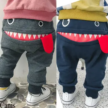 2019 Bebé Niño Niño Niño Pantalones De Boca Grande Monstruo De Impresión Pantalones De Algodón Pantalones Abajo