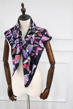 2019 de la nueva llegada de la primavera otoño colorido de sarga pura seda de la bufanda de 90*90 cm cuadrado chal envoltura para las mujeres de la señora del envío gratis