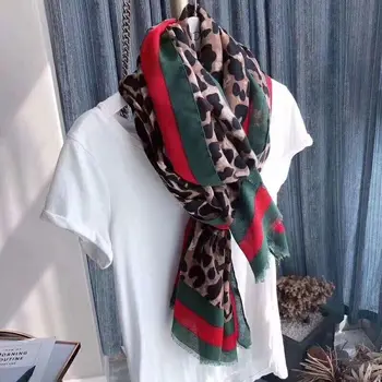 2019 de la Nueva llegada de los animales del leopardo de impresión de las mujeres de la moda chales frontera bufanda suave envuelve diadema hiyab pañuelo foulard LL190923
