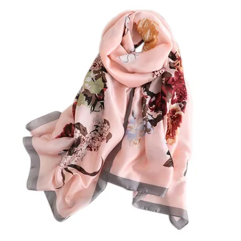 2019 España Marca de Lujo Encantador Floral de Seda de la Bufanda de las Señoras de la Impresión de Alta Calidad Suave Chales y Abrigos de Bandana Bufandas Hiyab Redecilla