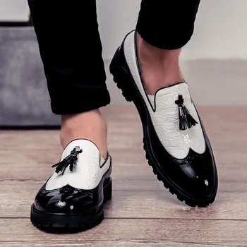 2019 Hombres zapatos Casuales de Cuero respirable Mocasines Oficina de Zapatos Para el manejo de Hombres Mocasines Deslizamiento Cómodo en Zapatos de Moda G3-61