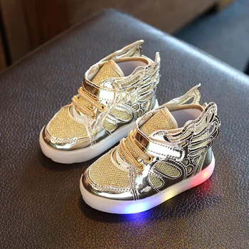 2019 Luminoso Zapatillas De Deporte De Los Zapatos De Los Niños Para Los Niños De Las Niñas Led Zapatos De Deporte De Niños De Parpadear Las Luces Brillantes De Purpurina Casual Ala Plana Botas