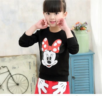 2019 Niña Conjuntos de Ropa 2Pcs Conjuntos de Ocio de la Muchacha de los Niños de Minnie Mickey de Manga Larga T-Shirt Top+Vestido Corto de Niño Ropa de 3 9Year