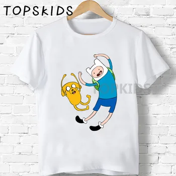 2019 Niños de Hora de Aventura de Finn y Jake de Impresión de dibujos animados camisetas de Niños y Niñas de Bebé Divertidos Tops de Verano para Niños de O-Cuello de la camiseta
