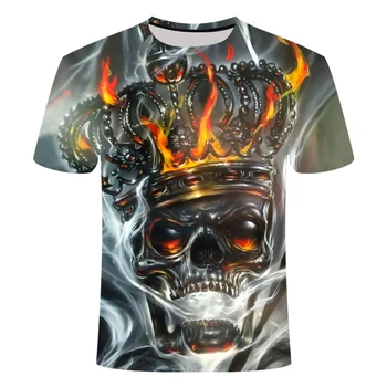 2019 Nuevo Macho/Hembra 3d camiseta Única de Hierro Cráneo de Impresión 3d Hip Hop Camisetas de Verano Fresco Negro T-shirt hombre Talla S - 4XLdropshipping
