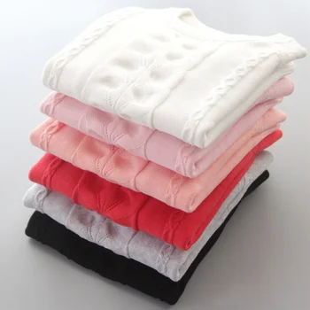 2019 Nuevo Suéter de las Niñas Primavera Otoño de los Niños de Punto Ropa de Sólidos Jersey Suéter Para las Niñas de 3-11Y BC744
