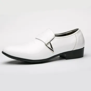 2019 Recién Hombres de Alta Calidad de Cuero de Patente de los Zapatos de los Hombres Blancos Zapatos de la Boda de Tamaño 38-48 de Cuero Negro Suave de la Moda de Hombre Zapatos de Vestir