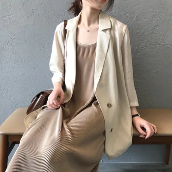 2019 verano y otoño nueva versión coreana de doble botonadura suelto delgado temperamento delgada protector solar traje de abrigo de las mujeres