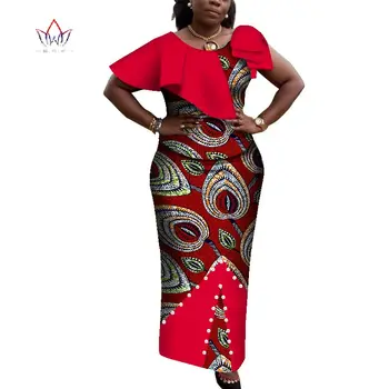 2020 Africana de la Falda Para las Mujeres del O-cuello de África Impresión de Prendas de vestir Para la Mujer un Conjunto de Falda de Manga Corta de las Mujeres de África Ropa Ninguno WY3811